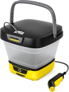 A Karcher OC3 Foldable Portable Cleaner with its foldable water reservoir extended