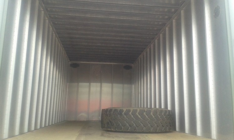 Interior of the Beast's metal cargo box before conversion
