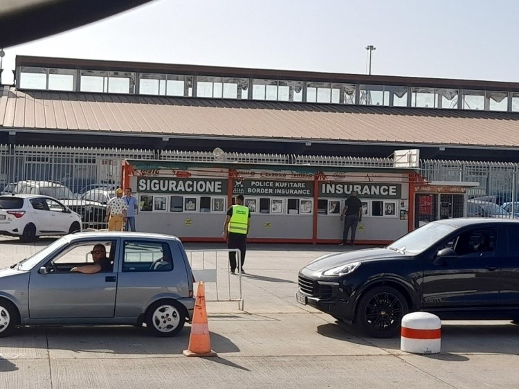 A border insurance 'siguracione' office at the port in Durres, Albania