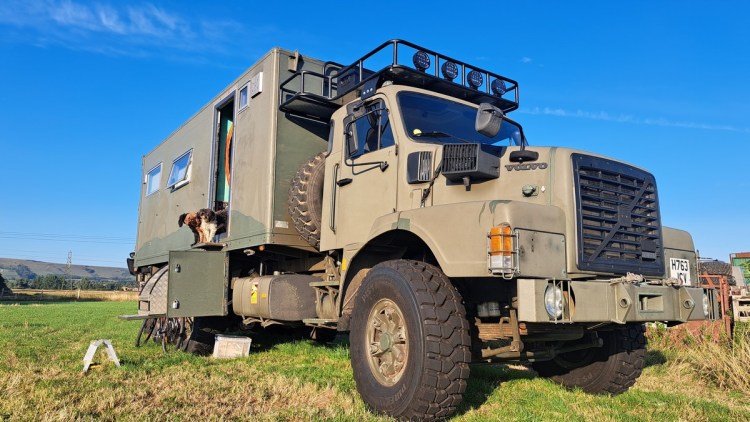 The Beast, a Volvo N10 truck, with her new roof rack