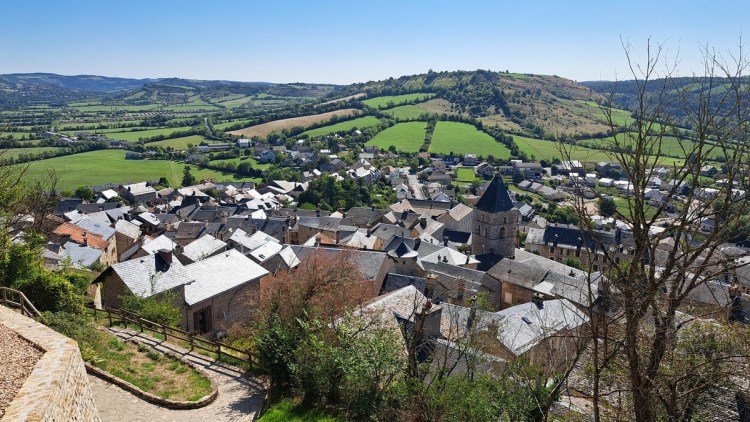 Rooftop views over Sévérac-le-Château from the castle ramparts