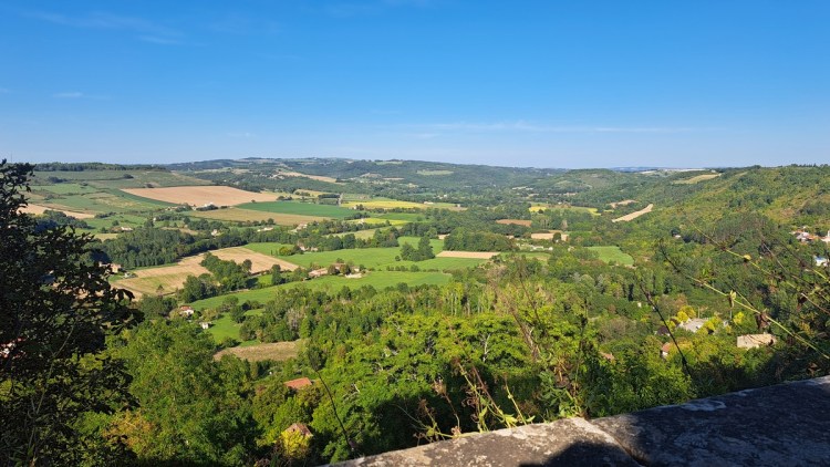 View of the Tarn countryside from the terrace at Cordes-sur-Ciel