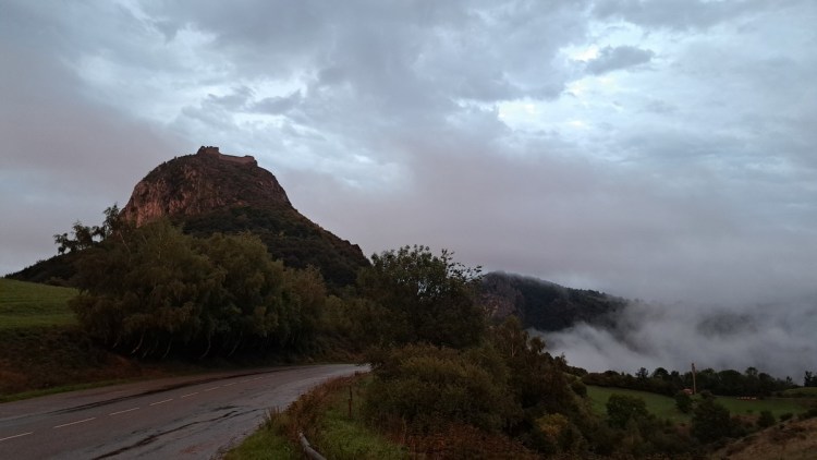Chateau de Montsegur appears out of the mist!