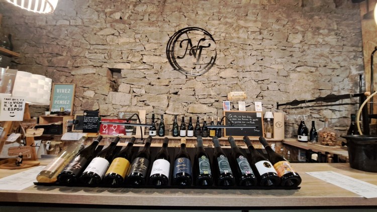 A selection of wines in the cantine of Nicolas Therez in Serres