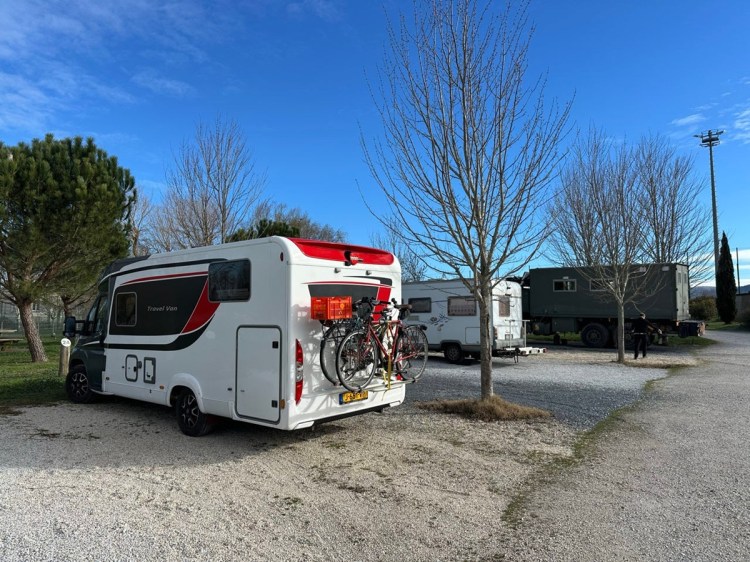 Our friends' motorhome Rudolf with The Beast in Revel, southern France
