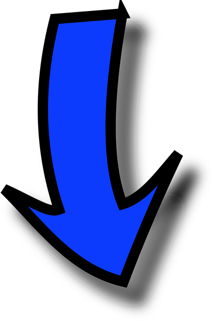 Image of a blue downward pointing arrow to link two bodies of text.